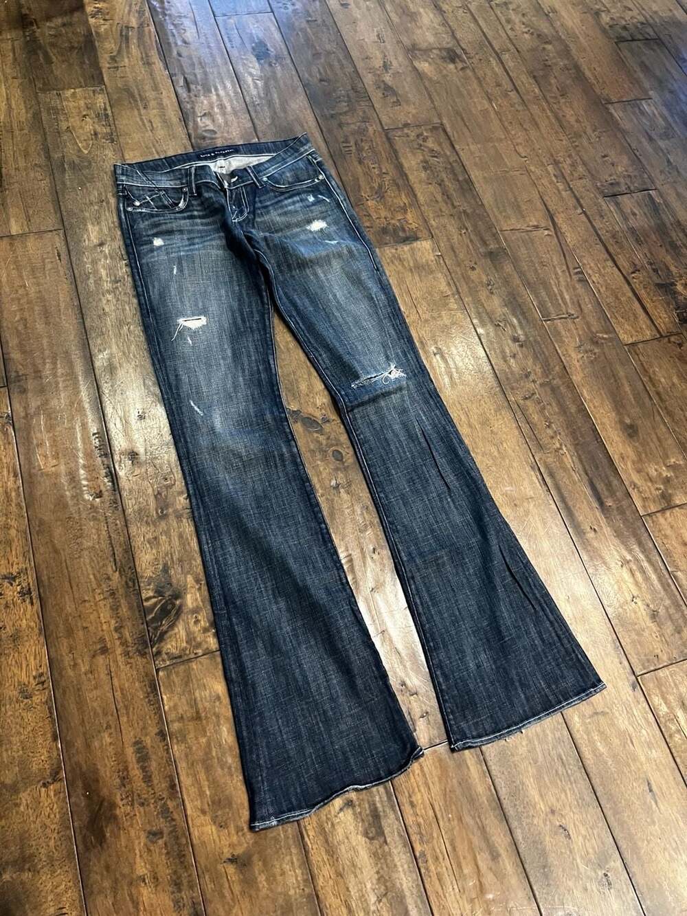 Rock & Republic Low-Rise Flare Distressed Denim Jeans